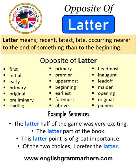 latter thesaurus|opposite of latter.